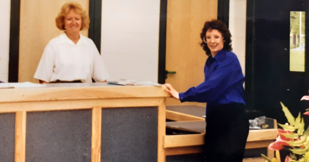 Carole in the original hospice reception area